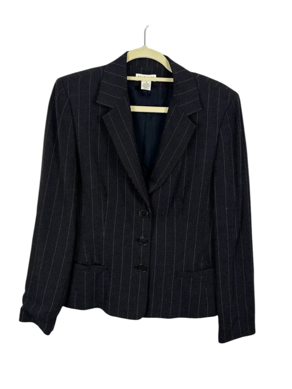 Ann Taylor Black Pinstripe Tailored Blazer Women's Size 10 VTG